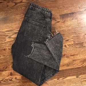 Old Navy Rockstar Button Up Super Skinny High Rise Raw Hem Jeans